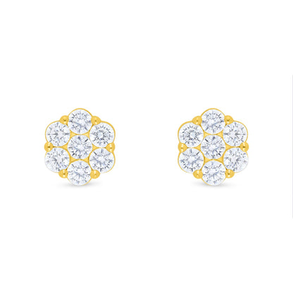 Sterling Silver 925 Earring Golden Plated Embedded WithWhite Zircon
