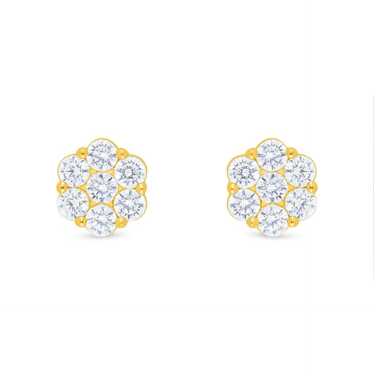 Sterling Silver 925 Earring Golden Plated Embedded WithWhite Zircon