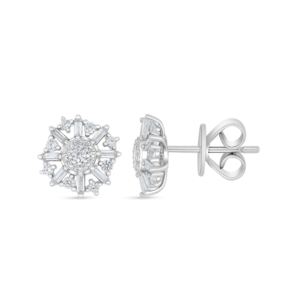 Sterling Silver 925 Earring Rhodium Plated Embedded With White Zircon