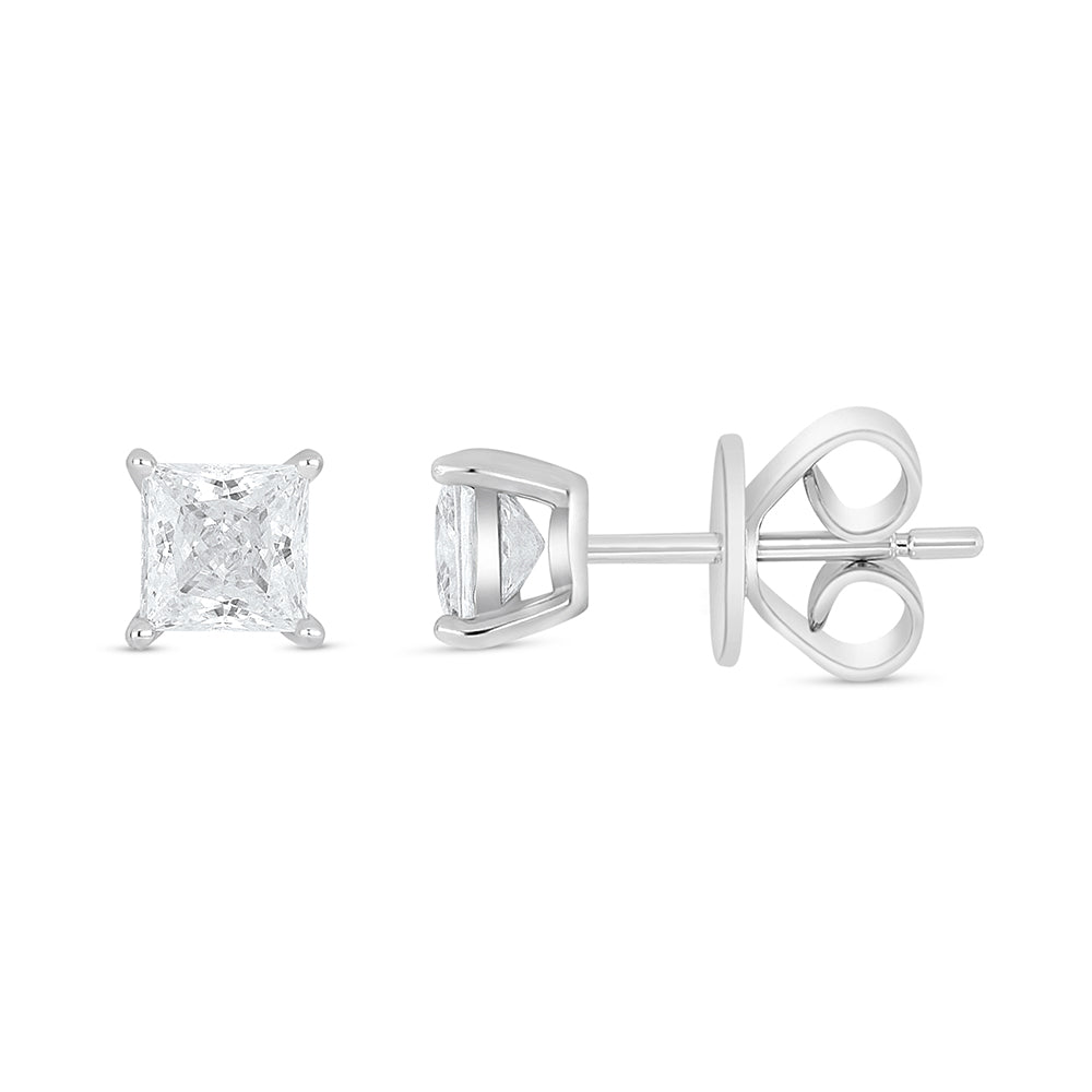Sterling Silver 925 Earring Rhodium Plated Embedded With White Zircon