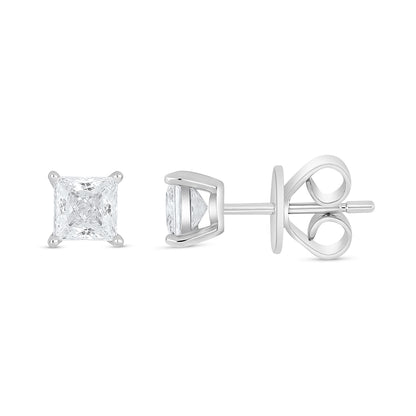 Sterling Silver 925 Earring Rhodium Plated Embedded With White Zircon