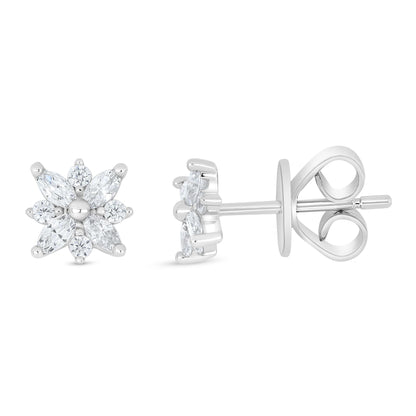 Sterling Silver 925 Earring Rhodium Plated Embedded With White Zircon