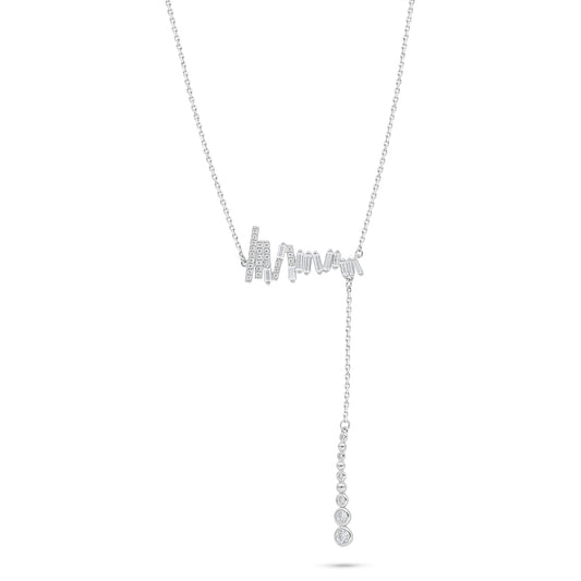 Sterling Silver 925 Necklace Rhodium Plated Embedded With White Zircon