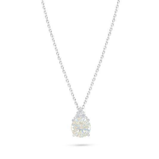 Sterling Silver 925 Necklace Rhodium Plated Embedded With Diamond Zircon And White Zircon