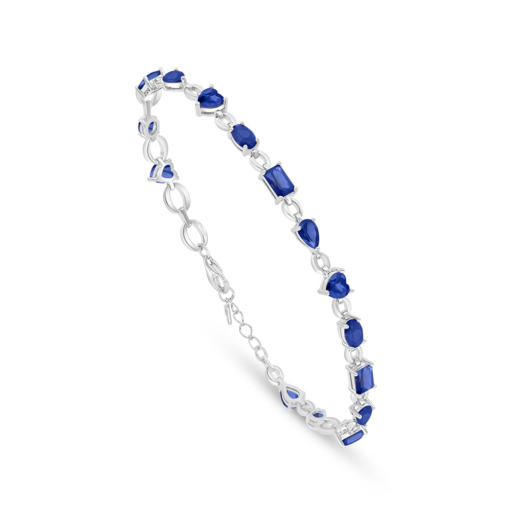 اسورة من الفضة الخالصة عيار 925 مطلية روديوم مرصعة زفير كروندوم