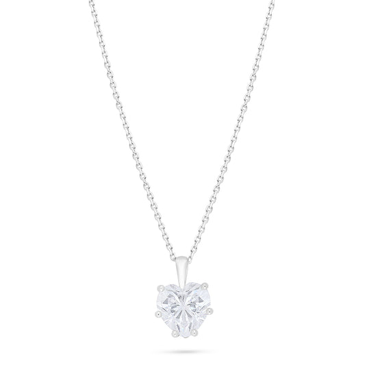 Sterling Silver 925 Necklace Rhodium Plated Embedded With White Zircon
