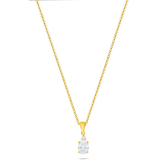 Sterling Silver 925 Necklace Golden Plated Embedded With White Zircon