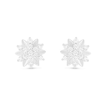 Sterling Silver 925 Earring Rhodium Plated Embedded With White Zircon