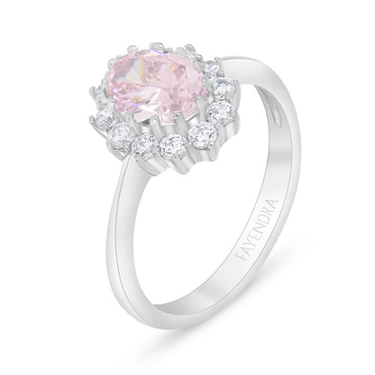 خاتم من الفضة الخالصة عيار 925 مطلي روديوم مرصع زركون بنك و فص ابيض