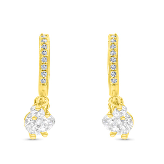 Sterling Silver 925 Earring Gold Plated Embedded With White CZ
