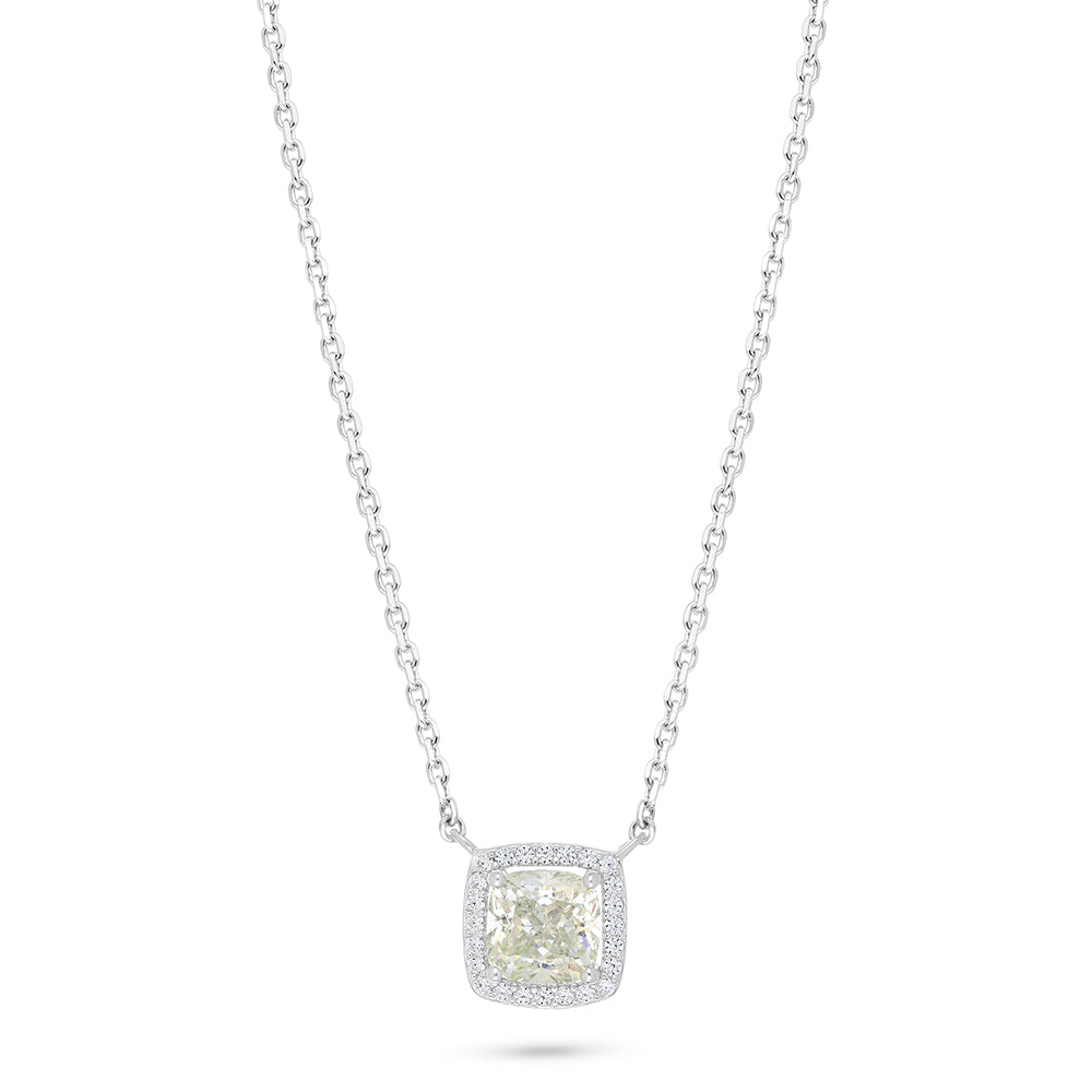 Sterling Silver 925 Necklace Rhodium Plated Embedded With Diamond Zircon And White Zircon