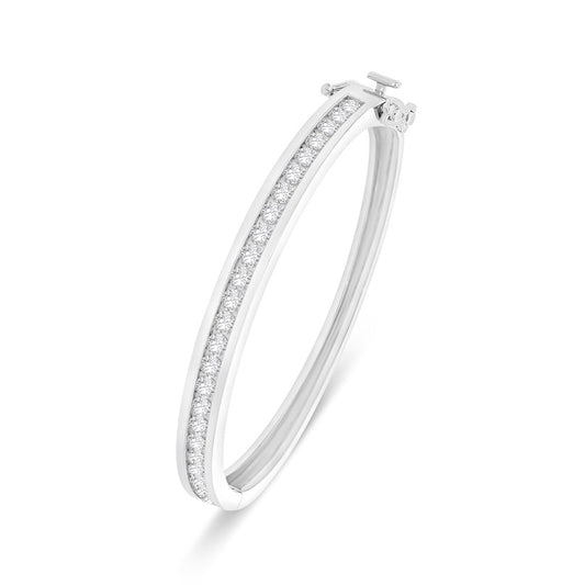 بنجلة من الفضة الخالصة عيار 925 مطلي روديوم مرصعة فص ابيض (58*52)M