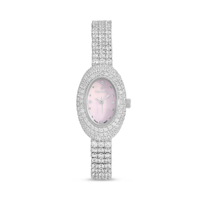 Stainless Steel 316L Watch Silver Color Embedded With White Zircon - WHITE MOP DIAL