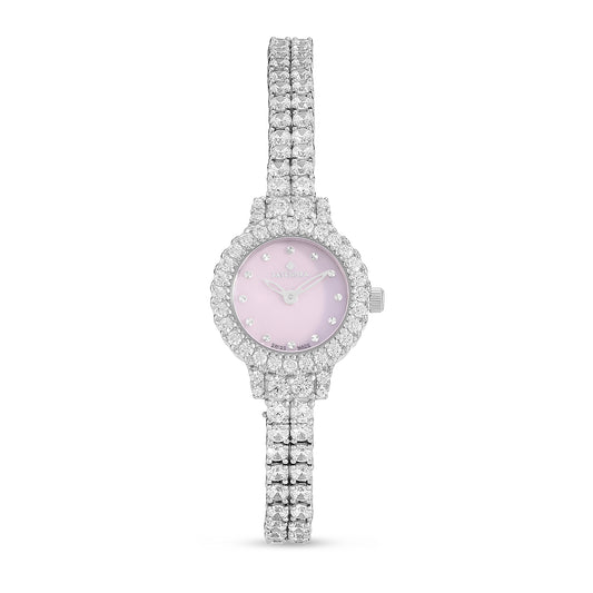 Stainless Steel 316L Watch Silver Color Embedded With White Zircon - WHITE MOP DIAL