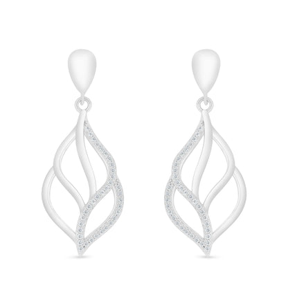 Sterling Silver 925 Earring Rhodium Plated Embedded With White Zircon