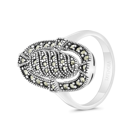 Sterling Silver 925 Ring Embedded With Marcasite Stones