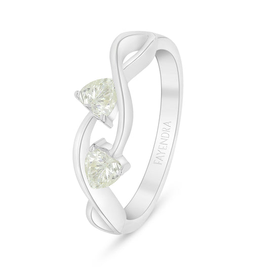 Sterling Silver 925 Ring Rhodium Plated Embedded With Yellow Diamond