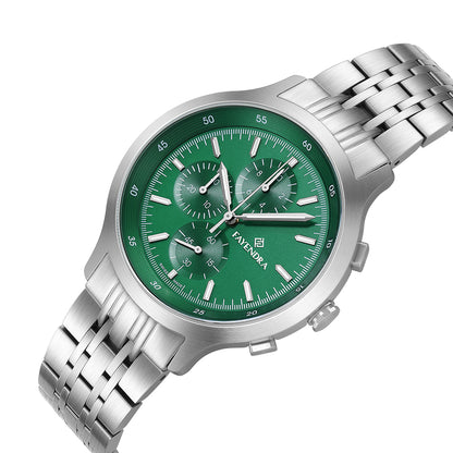 Stainless Steel 316L Watch Silver Color For Men - GREEN METAL DIAL