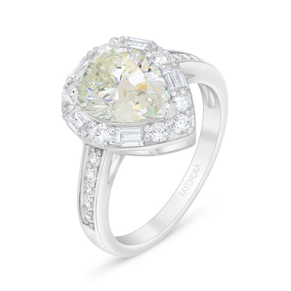 Sterling Silver 925 Ring Rhodium Plated Embedded With Diamond Zircon And White Zircon