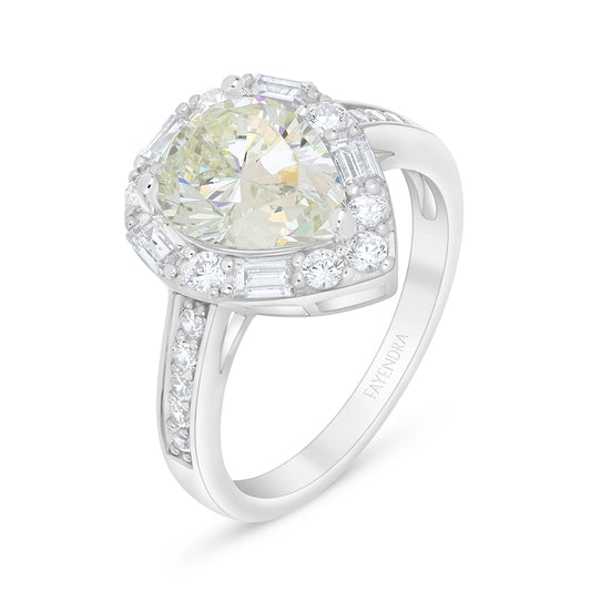 Sterling Silver 925 Ring Rhodium Plated Embedded With Diamond Zircon And White Zircon