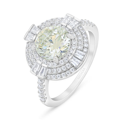 Sterling Silver 925 Ring Rhodium Plated Embedded With Diamond Zircon And White Zircon