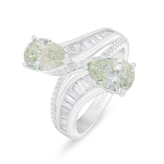 Sterling Silver 925 Ring Rhodium Plated Embedded With Diamond Zircon And White Zircon