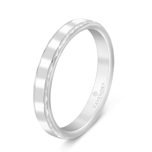 Tungsten Carbide Wedding Ring Rhodium Plated For Men
