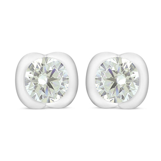 Sterling Silver 925 Earring Rhodium Plated Embedded With Yellow Diamond