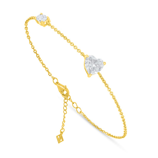Sterling Silver 925 Bracelet Golden Plated Embedded With White Zircon