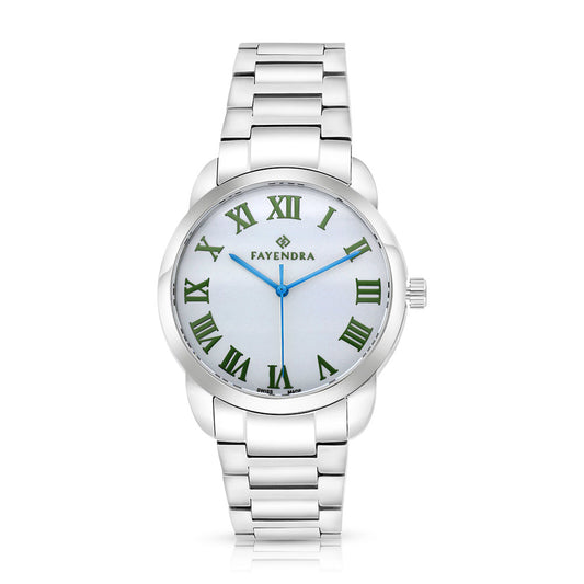 ساعة رجالي ستانلس ستيل عيار 316 ارقام خضراء SILVER DIAL