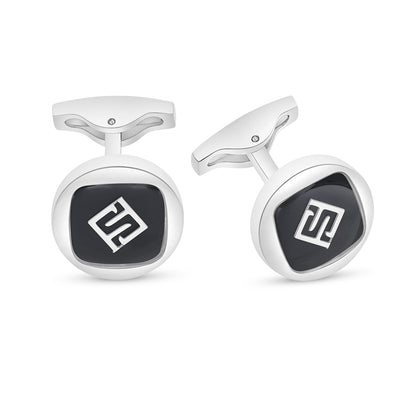 كبك ستانلس ستيل لون فضي عيار L316 مرصع احجار عقيق اسود طبيعي Shiny Steel  