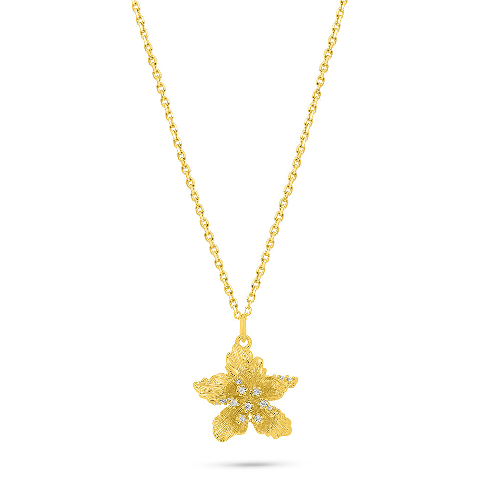 Sterling Silver 925 Necklace Golden Plated Embedded With White Zircon