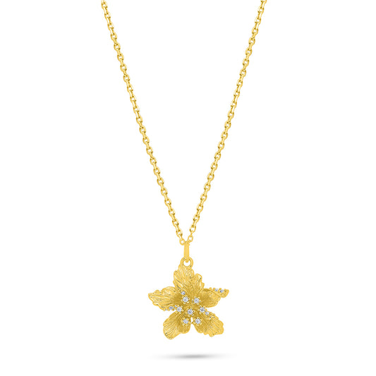 Sterling Silver 925 Necklace Golden Plated Embedded With White Zircon