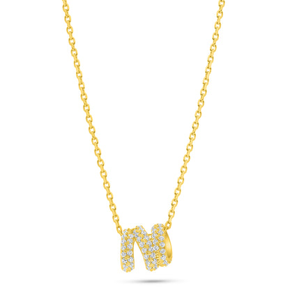 Sterling Silver 925 Necklace Golden Plated Embedded With White Zircon