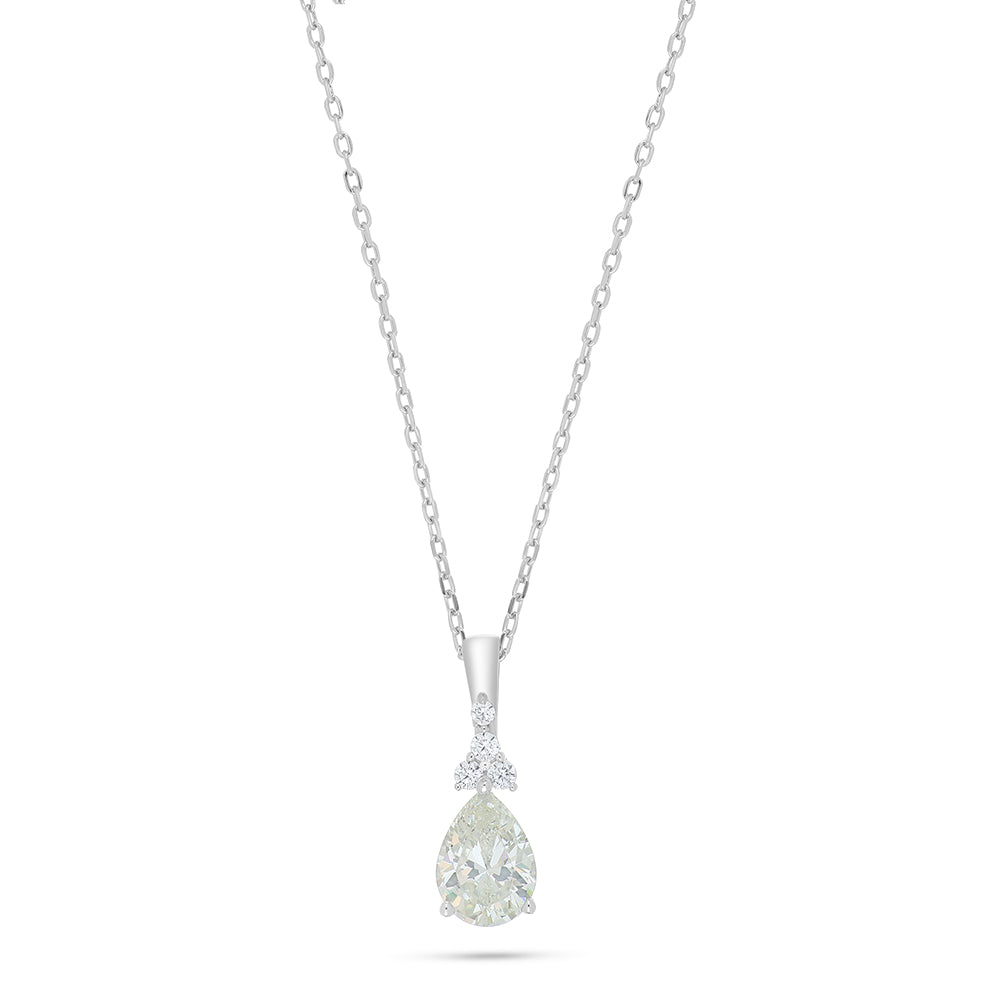 Sterling Silver 925 Necklace Rhodium Plated Embedded With Diamond Zircon And White Zircon