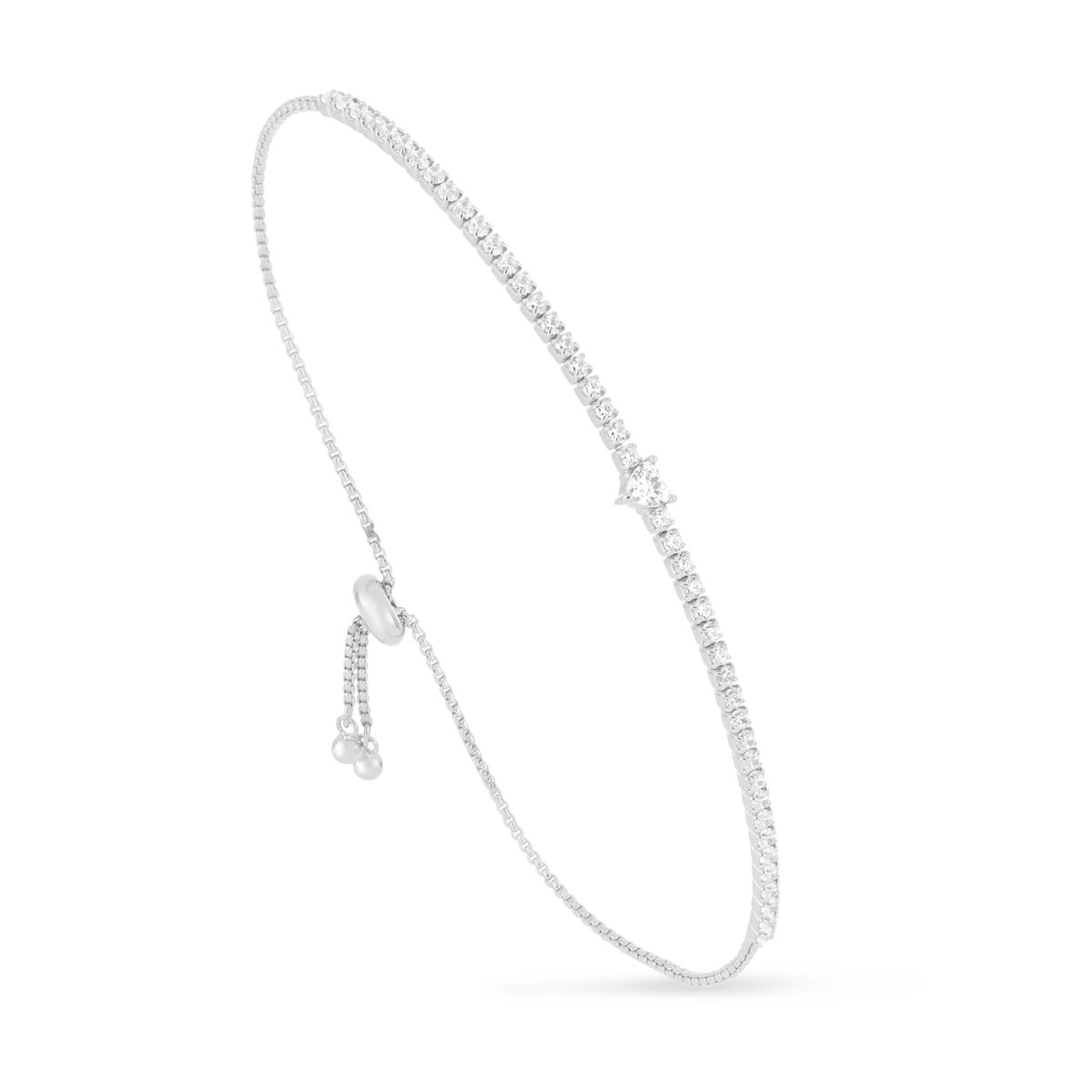 Sterling Silver 925 Bracelet Rhodium Plated Embedded With White Zircon