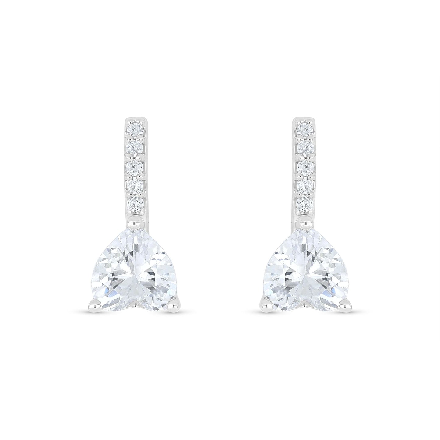 Sterling Silver 925 Earring Rhodium Plated Embedded With White Zircon