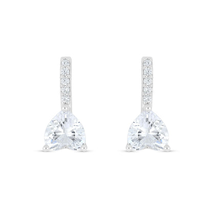 Sterling Silver 925 Earring Rhodium Plated Embedded With White Zircon