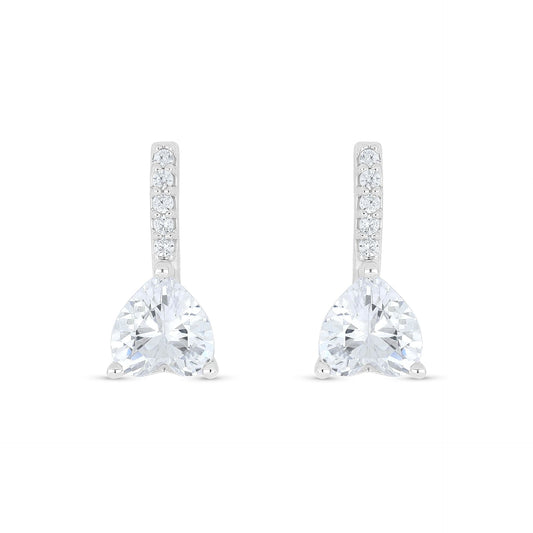 Sterling Silver 925 Earring Rhodium Plated Embedded With White Zircon