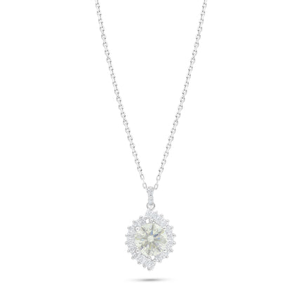 Sterling Silver 925 Necklace Rhodium Plated Embedded With Diamond Zircon And White Zircon