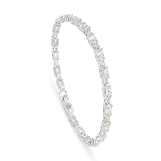 Sterling Silver 925 Bracelet Rhodium Plated Embedded With Diamond Zircon And White Zircon