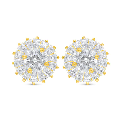 Sterling Silver 925 Earring Golden Plated Embedded With White Zircon