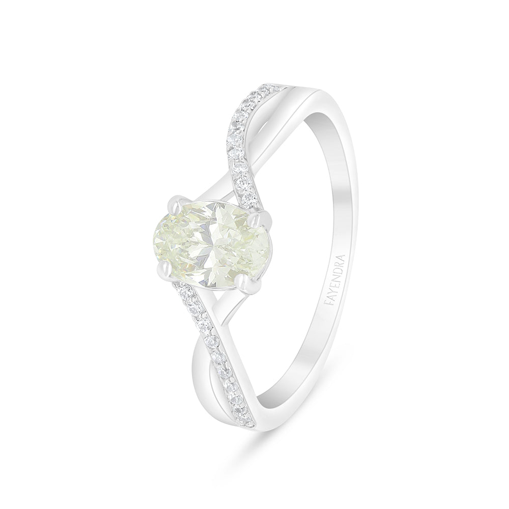 Sterling Silver 925 Ring Rhodium Plated Embedded With Diamond Zircon And White Zircon