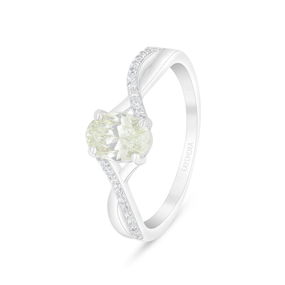 Sterling Silver 925 Ring Rhodium Plated Embedded With Diamond Zircon And White Zircon