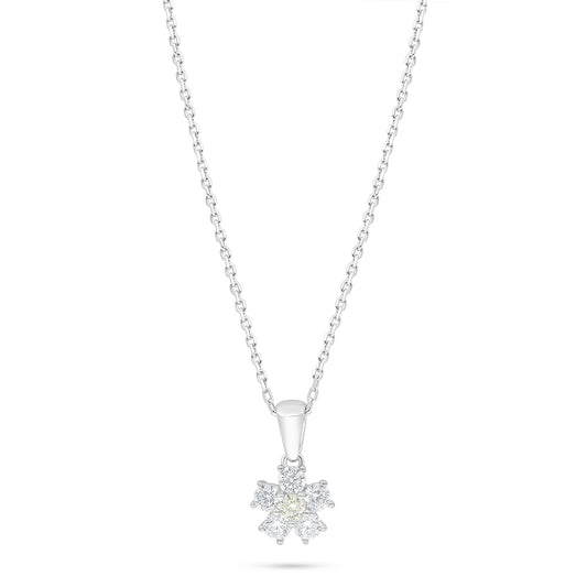 Sterling Silver 925 Necklace Rhodium Plated Embedded With Diamond Zircon And White Zircon