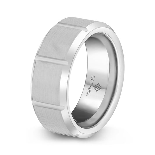 Tungsten Carbide Wedding Ring Rhodium Plated For Men