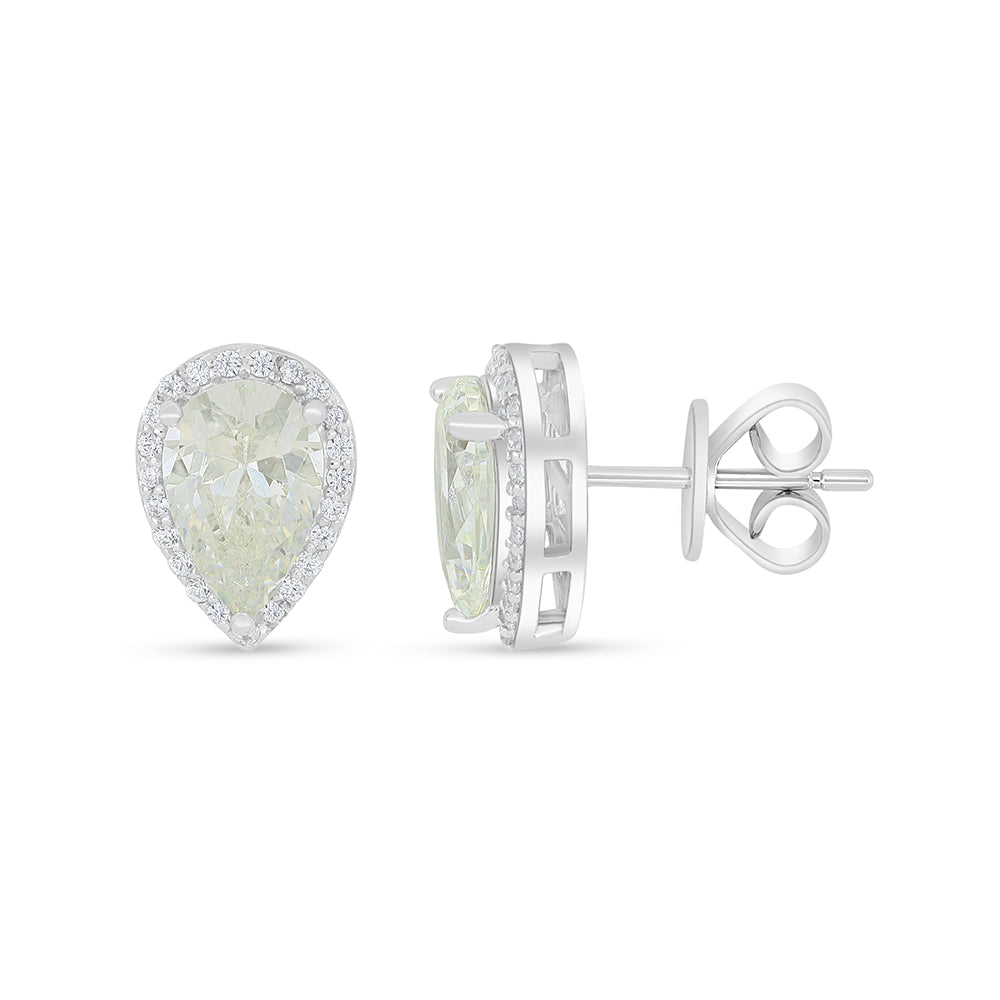 Sterling Silver 925 Set Rhodium Plated Embedded With Diamond Zircon And White Zircon