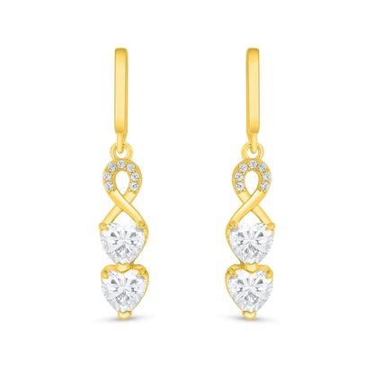 Sterling Silver 925 Earring Golden Plated Embedded With White Zircon