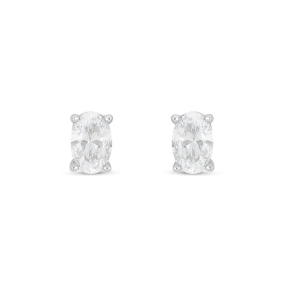 Sterling Silver 925 Earring Rhodium Plated Embedded With White Zircon