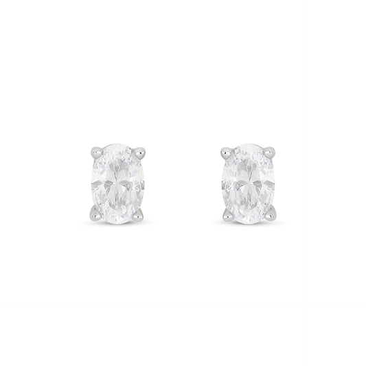 Sterling Silver 925 Earring Rhodium Plated Embedded With White Zircon